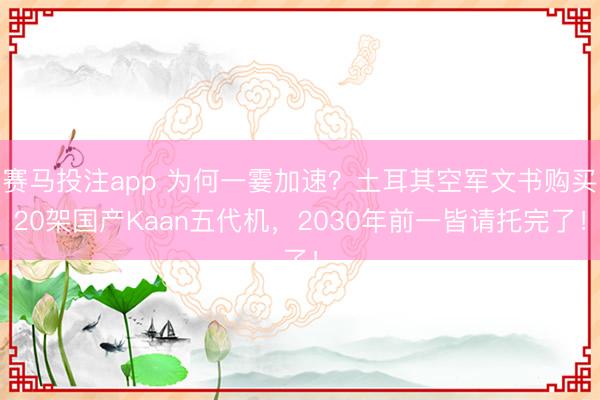 赛马投注app 为何一霎加速？土耳其空军文书购买20架国产Kaan五代机，2030年前一皆请托完了！