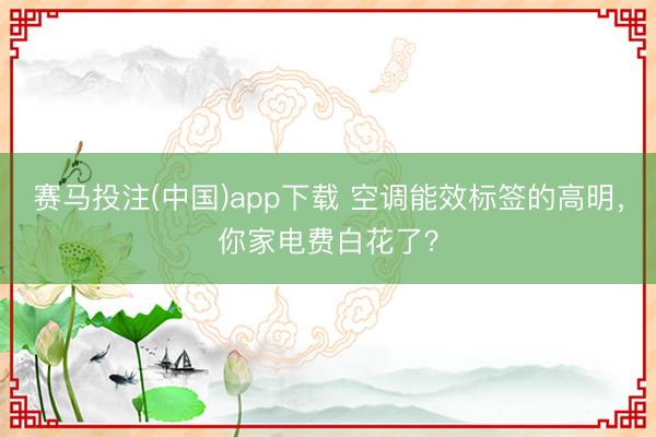 赛马投注(中国)app下载 空调能效标签的高明，你家电费白花了？