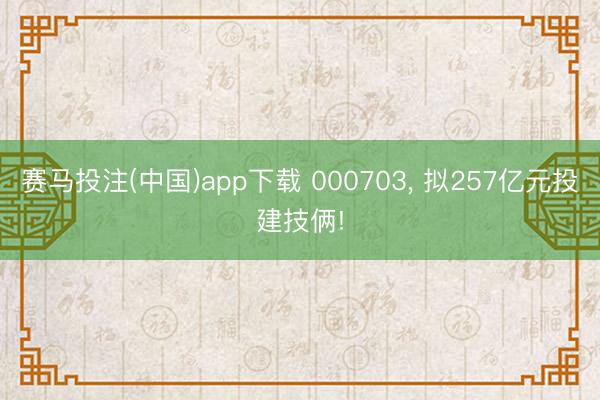 赛马投注(中国)app下载 000703， 拟257亿元投建技俩!