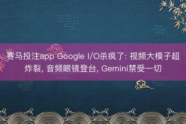 赛马投注app Google I/O杀疯了: 视频大模子超炸裂， 音频眼镜登台， Gemini禁受一切