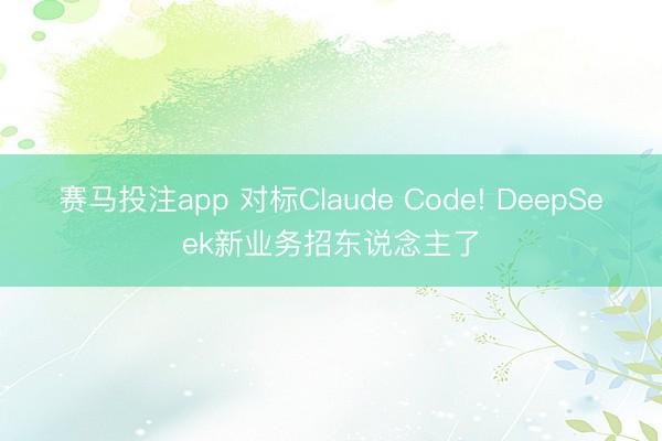 赛马投注app 对标Claude Code! DeepSeek新业务招东说念主了