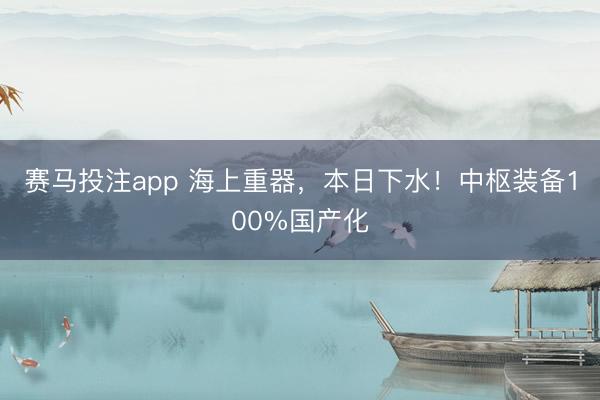 赛马投注app 海上重器,本日下水!中枢装备100%国产化