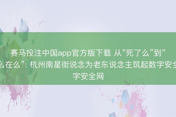 赛马投注中国app官方版下载 从“死了么”到“在么在么”: 杭州南星街说念为老东说念主筑起数字安全网