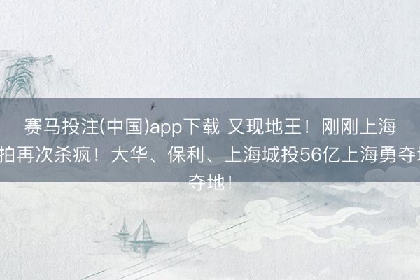 赛马投注(中国)app下载 又现地王!刚刚上海土拍再次杀疯!大华、保利、上海城投56亿上海勇夺地!