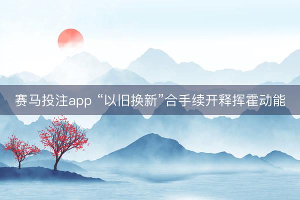 赛马投注app “以旧换新”合手续开释挥霍动能