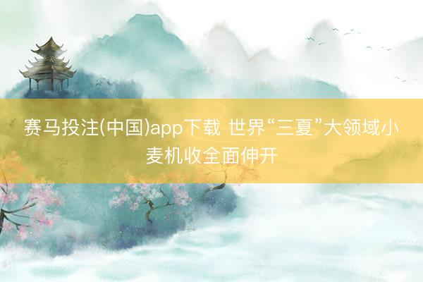赛马投注(中国)app下载 世界“三夏”大领域小麦机收全面伸开