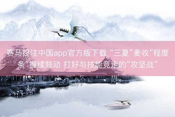 赛马投注中国app官方版下载 “三夏”麦收“程度条”握续鼓动 打好与技能竞走的“攻坚战”