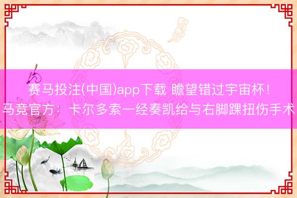 赛马投注(中国)app下载 瞻望错过宇宙杯!马竞官方:卡尔多索一经奏凯给与右脚踝扭伤手术