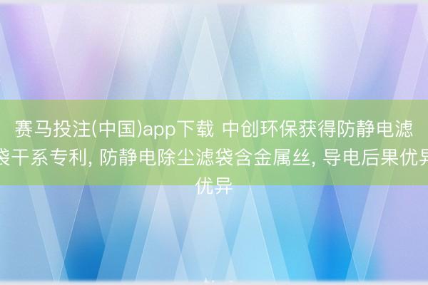 赛马投注(中国)app下载 中创环保获得防静电滤袋干系专利， 防静电除尘滤袋含金属丝， 导电后果优异