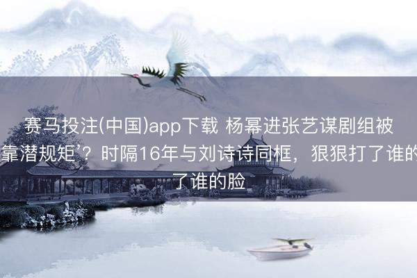 赛马投注(中国)app下载 杨幂进张艺谋剧组被嘲‘靠潜规矩’?时隔16年与刘诗诗同框,狠狠打了谁的脸