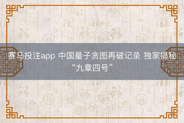 赛马投注app 中国量子贪图再破记录 独家揭秘“九章四号”