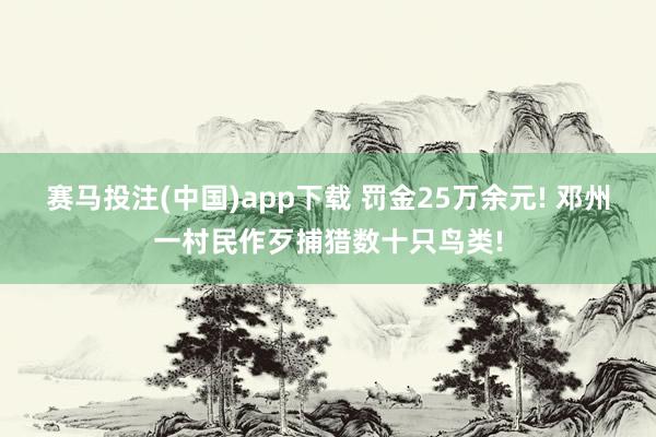 赛马投注(中国)app下载 罚金25万余元! 邓州一村民作歹捕猎数十只鸟类!